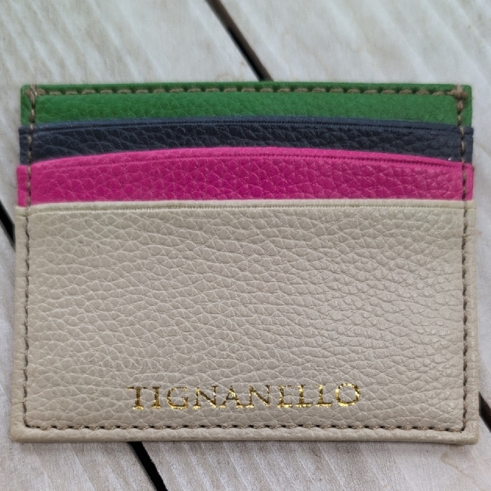 Tignanello Leather Green, Blue, & Cream Card Holder